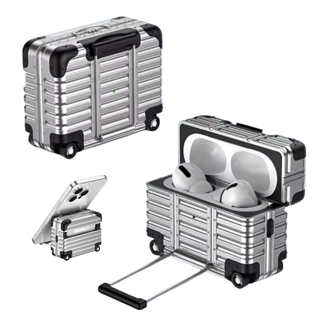 Capa Protetora para AirPods Pro 3, Formato Mala de Viagem, Cinza em Oferta na Shopee