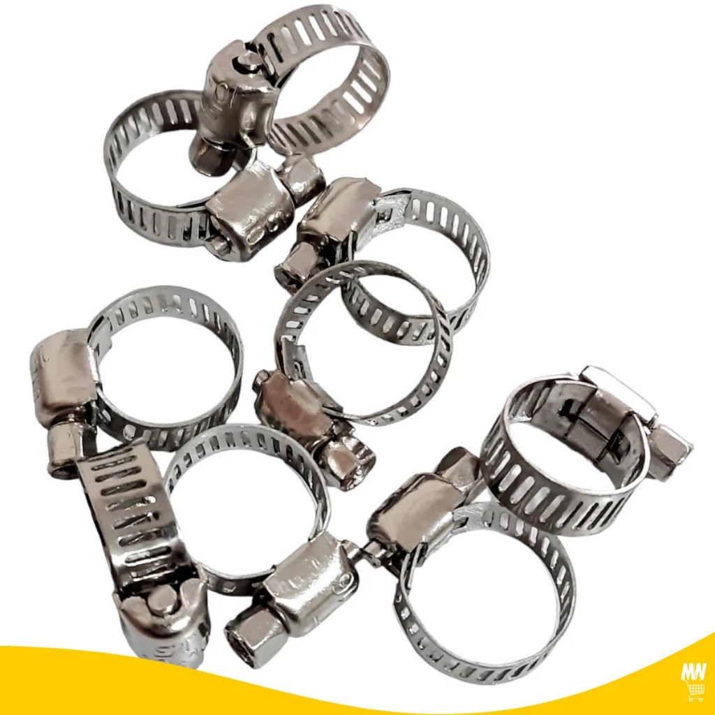 Kit Até 100 Abraçadeiras de Metal Mangueira de Gás e Jardim Tamanho 8-12 8mm Imediato