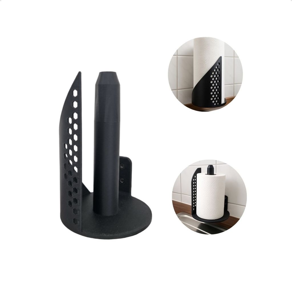 Porta Papel Toalha De Parede Vertical Preto Com Design Hexagonal Para Cozinha Gourmet Multiuso Para Área De Serviço