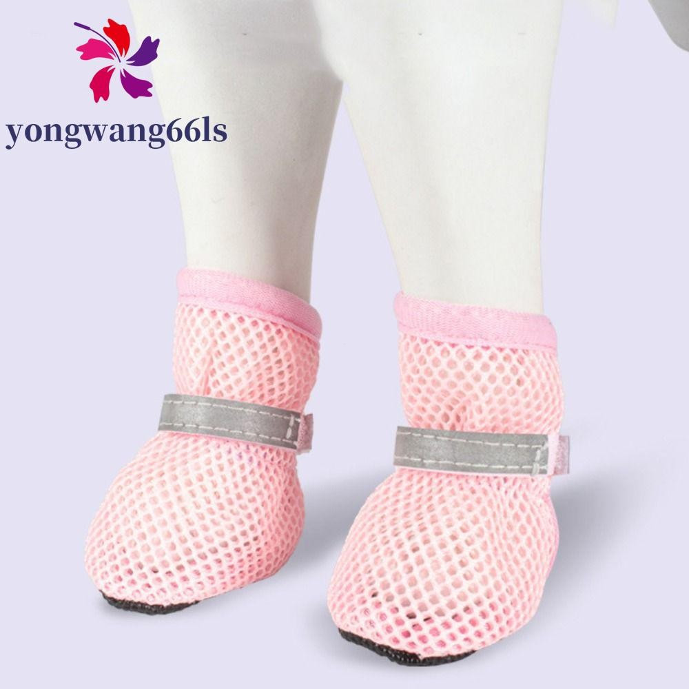 YONGWANG 4 Unidades/Conjunto Sapatos De Malha Para Cães , Rede Respiráveis Antiderrapantes Botas Curtas Reflexivas Resis