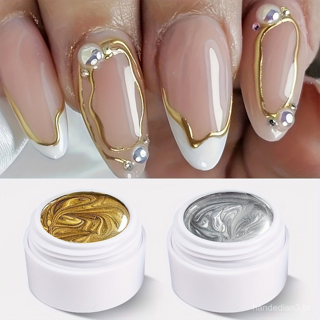XEIJAYI 2 Peças De Esmalte Em Gel Metálico Pintado Para Unhas , Arte Criativo , Elástico , Pintura Com Cola Pintada , De em Oferta na Shopee