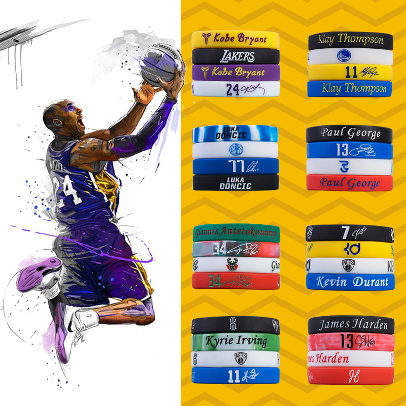 Star Curry Kobe Harden Durant Basquete Estrela Pulseira Esportes Masculino Silicone Luminoso