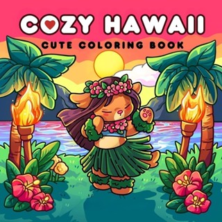 COZY HAWAII Livro de Colorir com Personagens e Cenários Tropicais Fáceis de Colorir para Relaxar em Oferta na Shopee