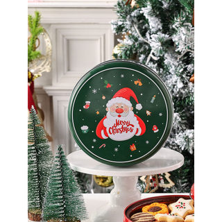 Presente de natal caixa de presente embalagem de presente caixa de lata redonda caixa de doces de véspera de natal caixa