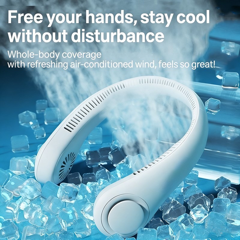 Mini Ventilador de Pescoço Sem Hélices, Ventilador Esportivo Recarregável USB, Ventilador de Pescoço Portátil, Mini Vent
