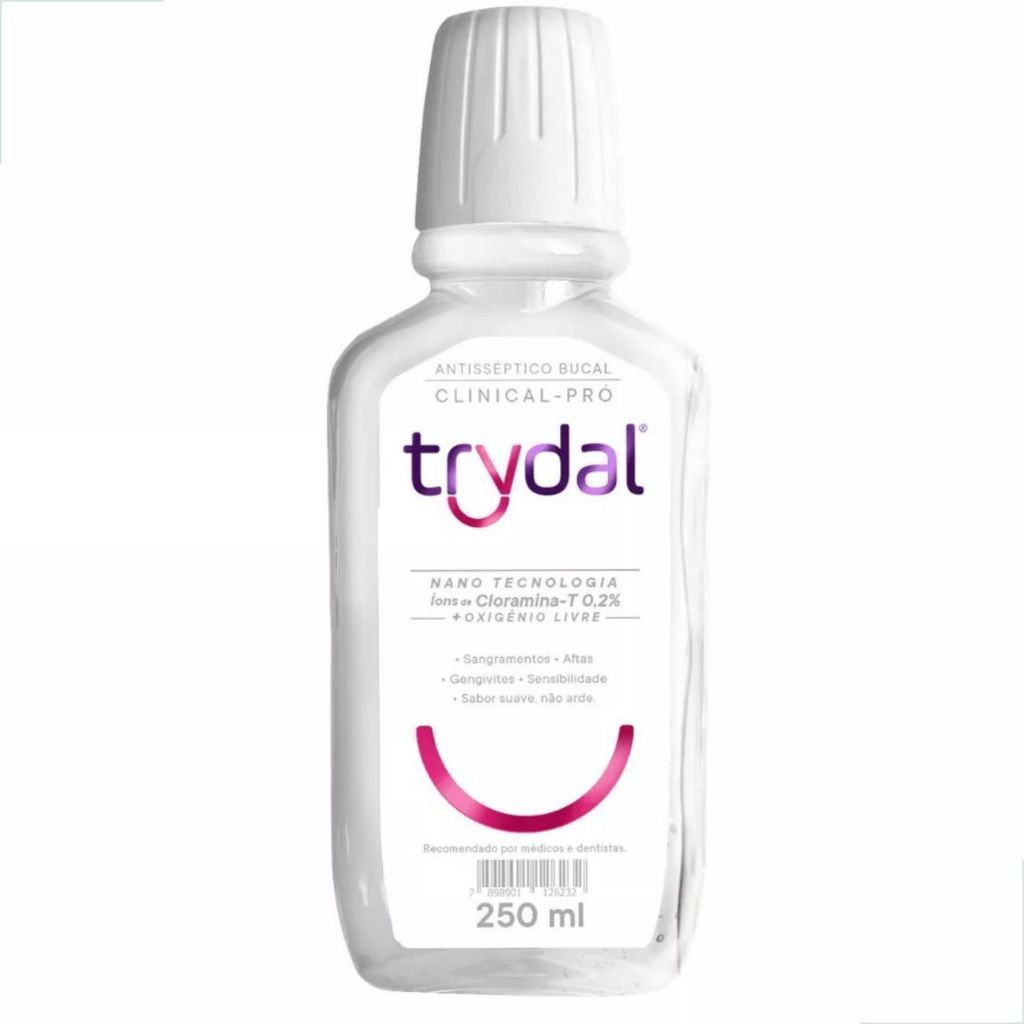 Enxaguante Bucal Trydal Clinical-Pro 250ml Antisséptico Cloramina-T Fórmula Avançada Gengivas Saudáveis Proteção Complet