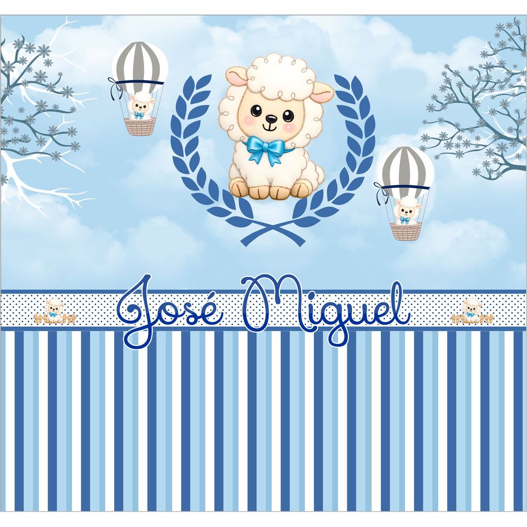 Papel de Parede Para Quarto De Bebê Carneirinho Azul Listrado