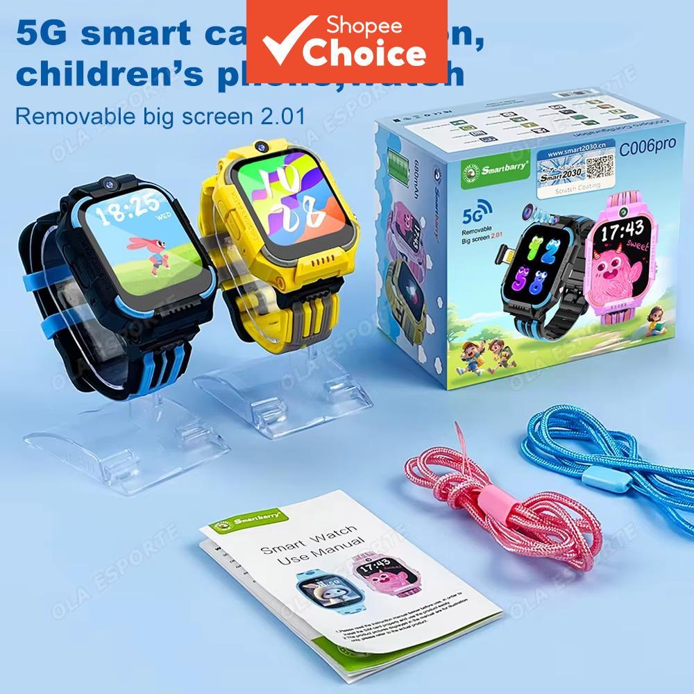 Chamada de vídeo, SOS, GPS, Calculadora, Alarme, Bateria 680mAh, Slot para SIM, Relógio Inteligente Infantil 5G