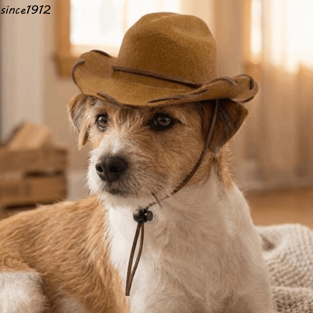Chapéu De Cowboy Para Cachorro Desde O Sol Costurado À Mão Com Ajuste Seguro Cães De Estimação , Protetor Solar Ajustáve