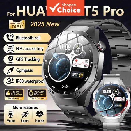 GT5 Pro Relógio Inteligente Masculino - Novo Lançamento 2026 Display AMOLED GPS Rastreamento NFC Sensor de Frequência
