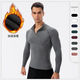 Homens outono inverno forro de lã roupas de Fitness alta elasticidade magro esportes correndo treinamento de manga compr