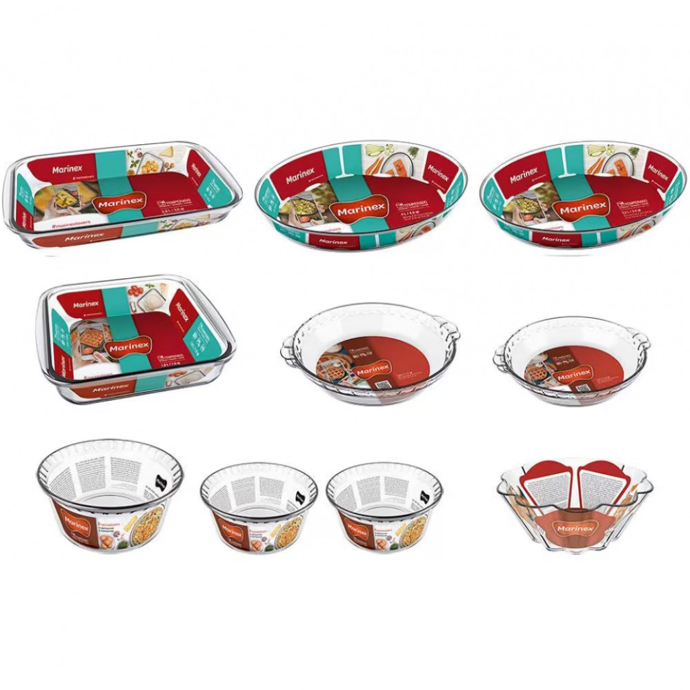 Conjunto de Travessas Refratárias em Vidro 10 Peças Marinex