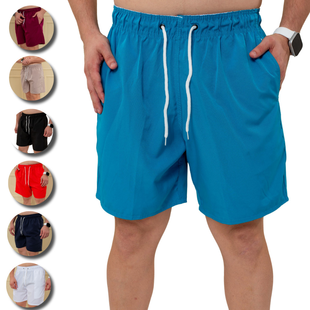 Short Bermuda Masculino Tactel Para Treino, Academia, Praia e Casual Com Elastano Reforçado 3 Bolso