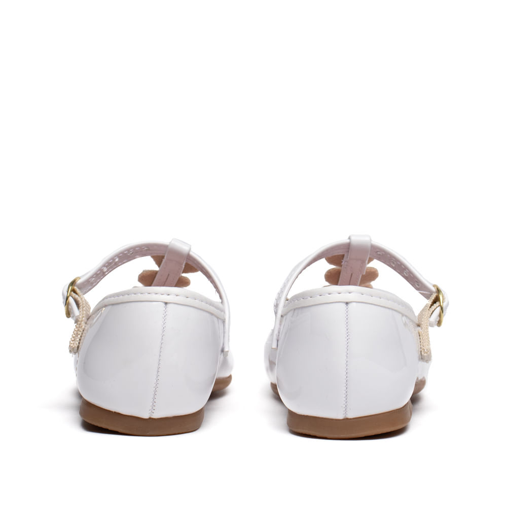 Sapatilha Infantil Molekinha Baby Verniz Corações Branco