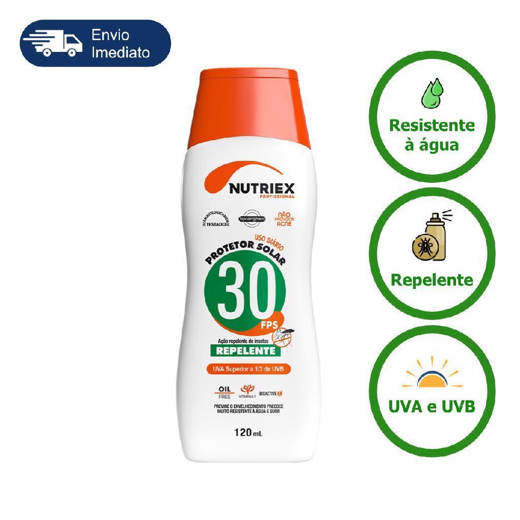 Protetor Solar Com Repelente 120g FPS 30 Nutriex EPI Dengue Inseto Bolso Bisnaga Viagem