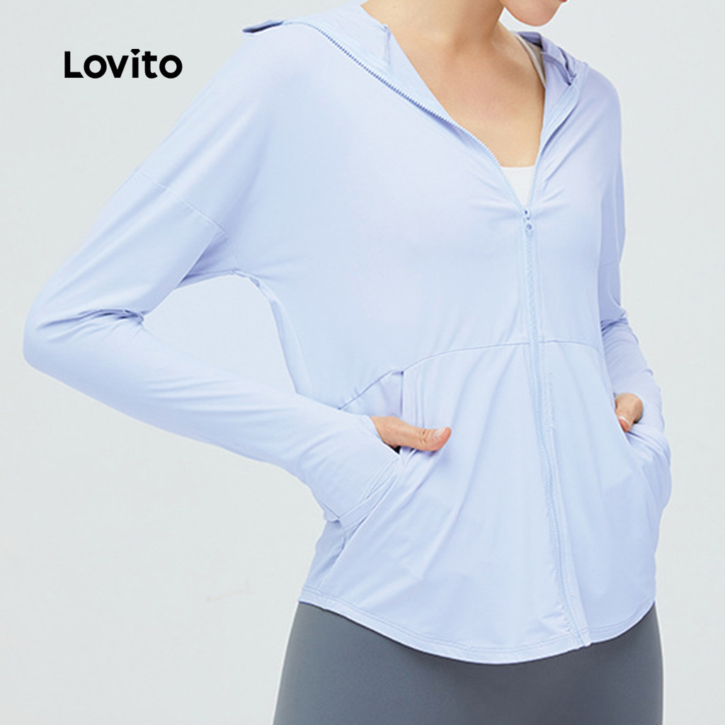 Lovito Casual Jaqueta Esportiva Respirável À Prova D'água Corrida Yoga Ao Ar Liv