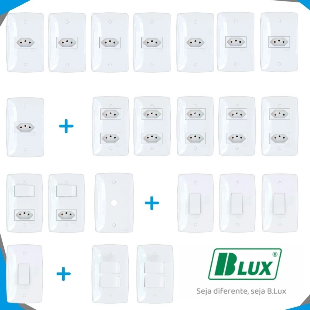 Kit 22 Peças Tomadas e Interruptores 4x2 Parede Embutir Interruptor Simples Tomada 10a 20a Finesse+ em Oferta na Shopee
