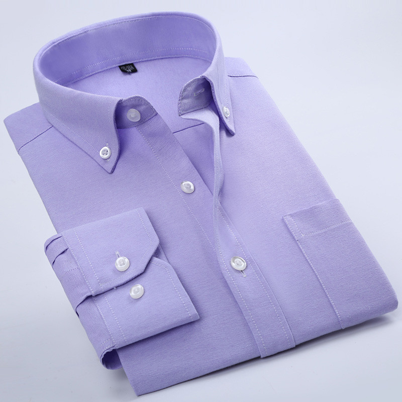 Primavera gola pequena Oxford camisa giratória masculina de manga comprida negócios profissional Workwear camisa roxa cl