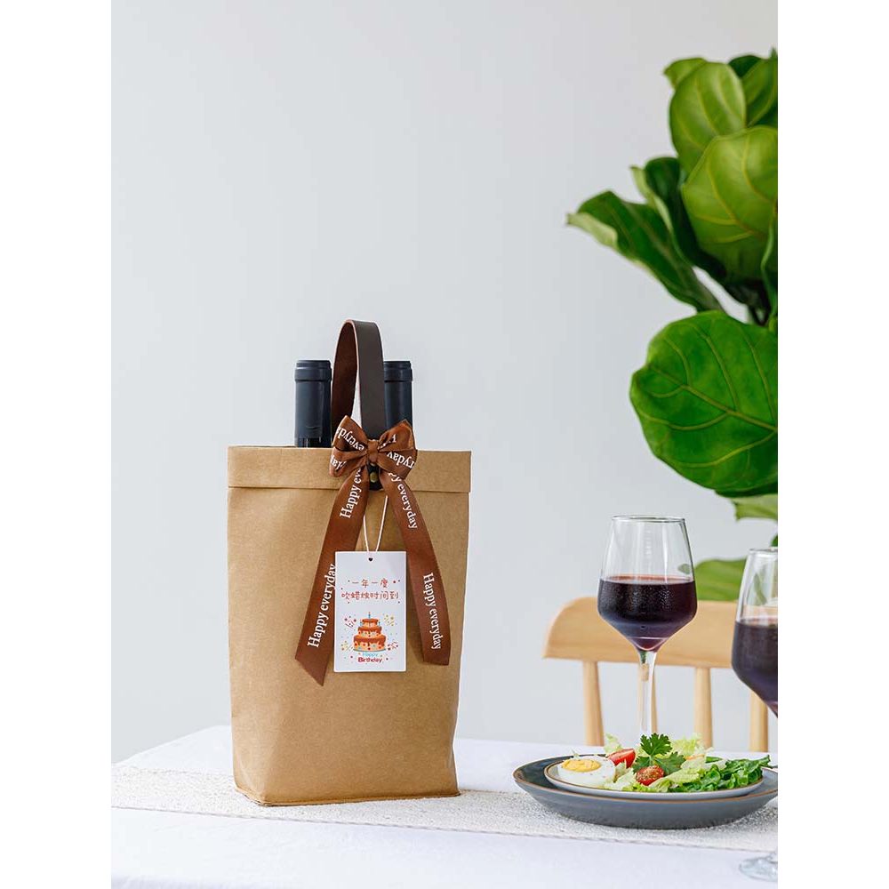 Novo estilo caixa de presente de vinho tinto caixa vazia influenciador papel Kraft High-End garrafa de vinho tinto caixa