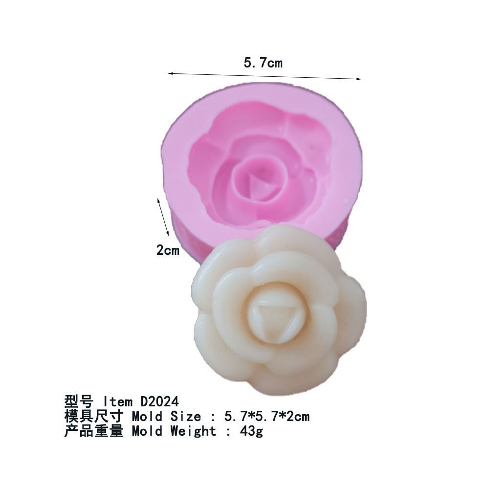 D2024 Molde de Silicone para Bolo de Fondant de Camélia, Decoração de Carro, Pingente, Cera Aromática, Gesso