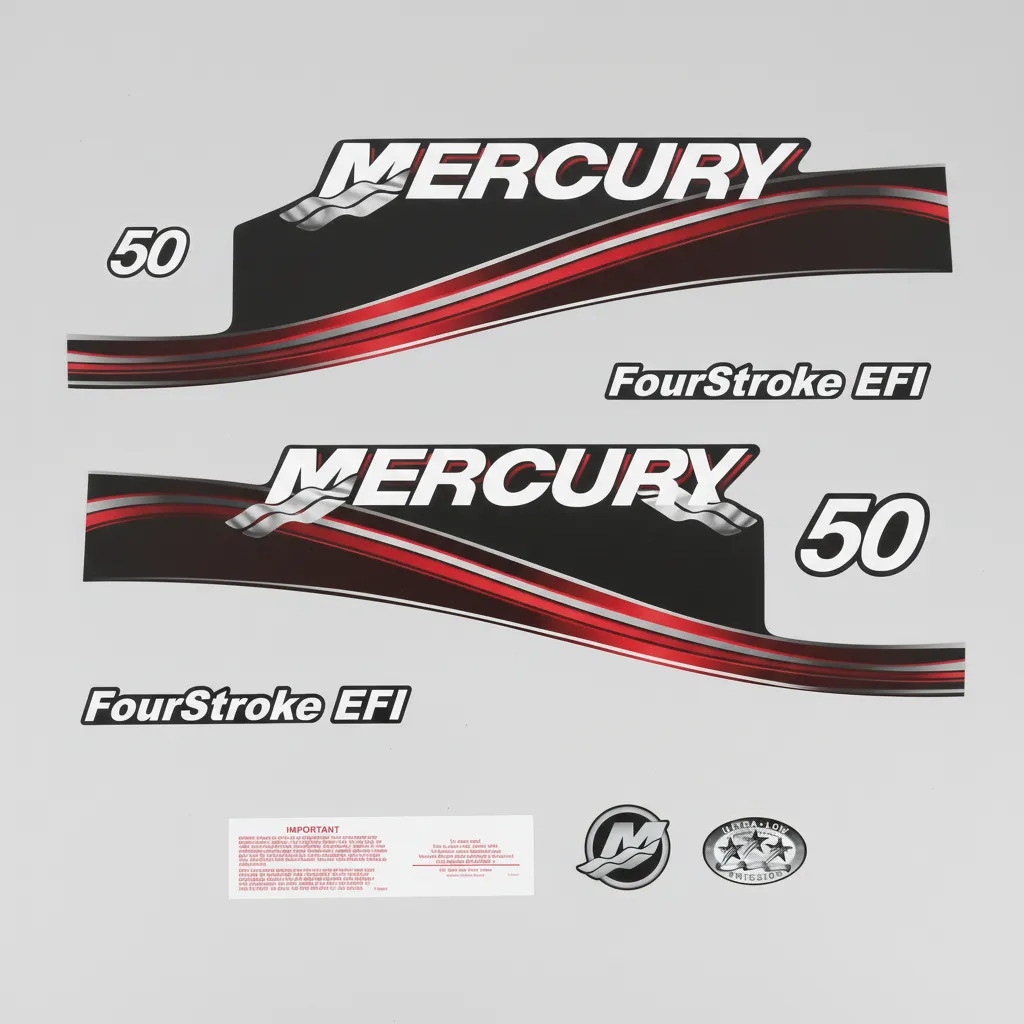 Kit Adesivo Motor De Popa Mercury 50 Hp Vermelho