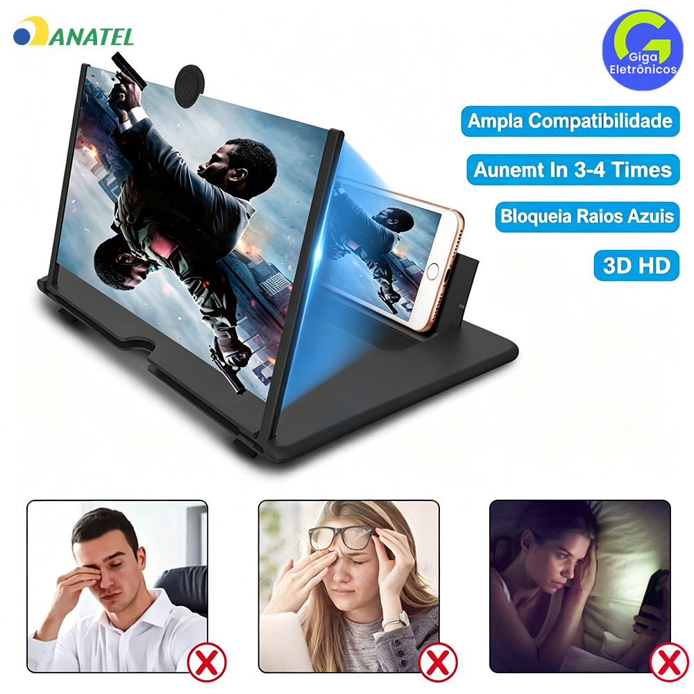 Amplificador de Imagem Celular com Proteção Anti-Azul, Tela Grande e Imagem Nítida para Maior Conforto Visual