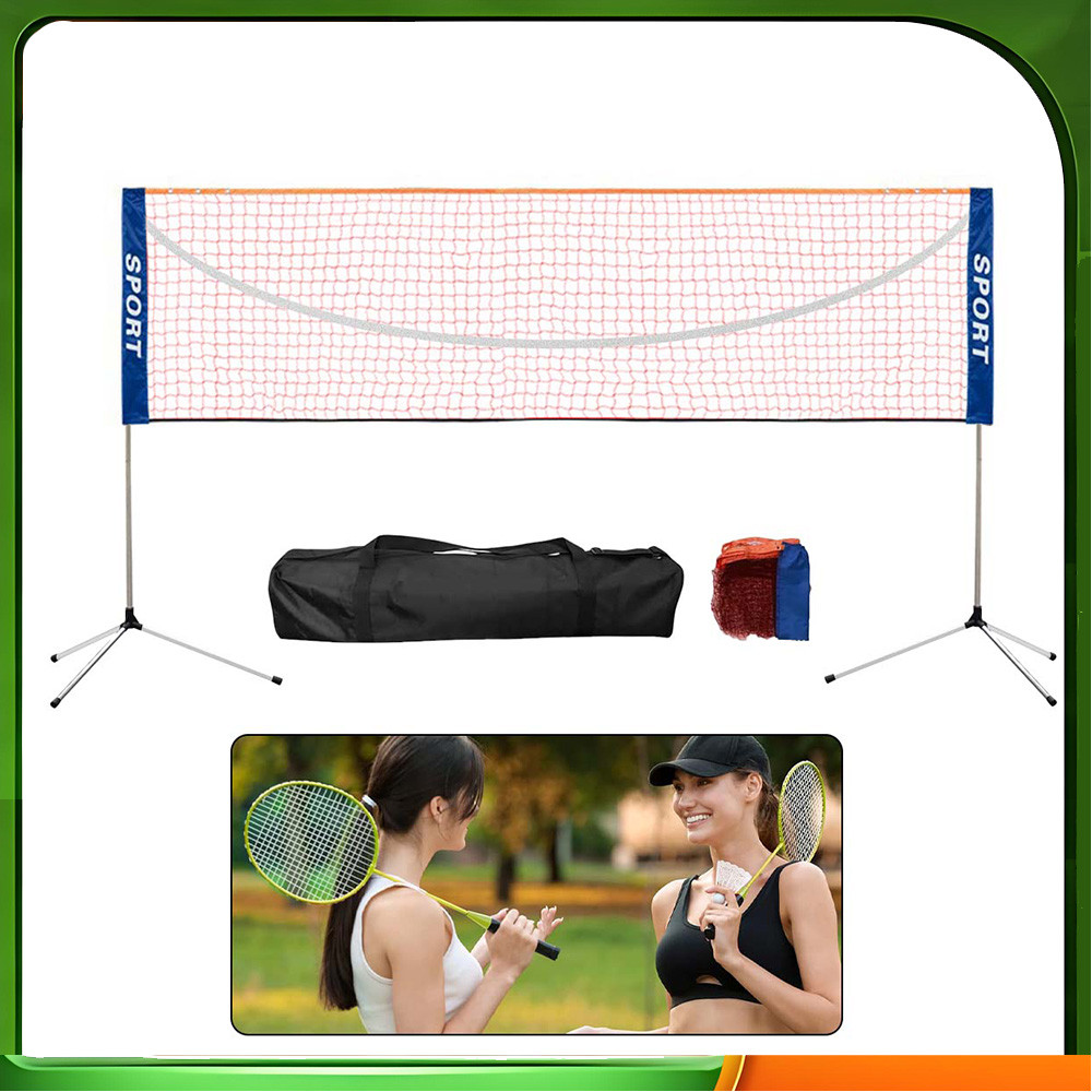 Rack de rede de Badminton ajustável em altura de três velocidades Rede padrão de 5.08 m com bolsa de armazenamento portá