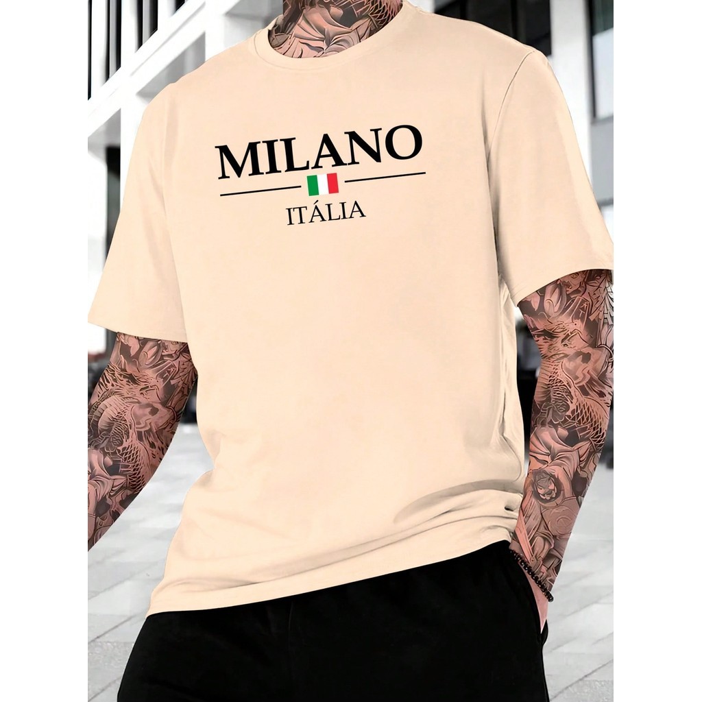 Camiseta Streetwear Unissex 100% Algodão Masculina e Feminina Estampada Milano Italia Camisa Premium