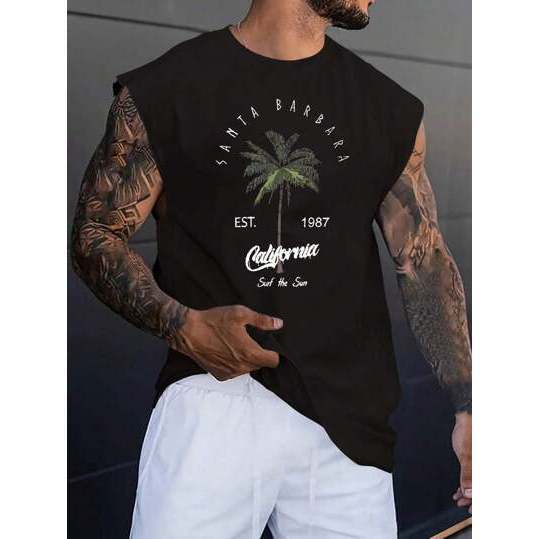 Camisa Regata California Oversized Streetwear Camisa Cavada Unissex Camiseta Larga Algodão Masculina