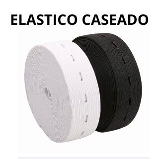 Elástico REGULADOR Chato Caseado Preto e Branco 1, 2, 3, 4 METROS em Oferta na Shopee