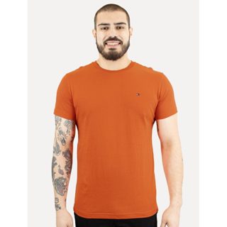 Camiseta Tommy Hilfiger Masculina Essential Cotton Laranja Escuro MW38997 THSCX em Oferta na Shopee