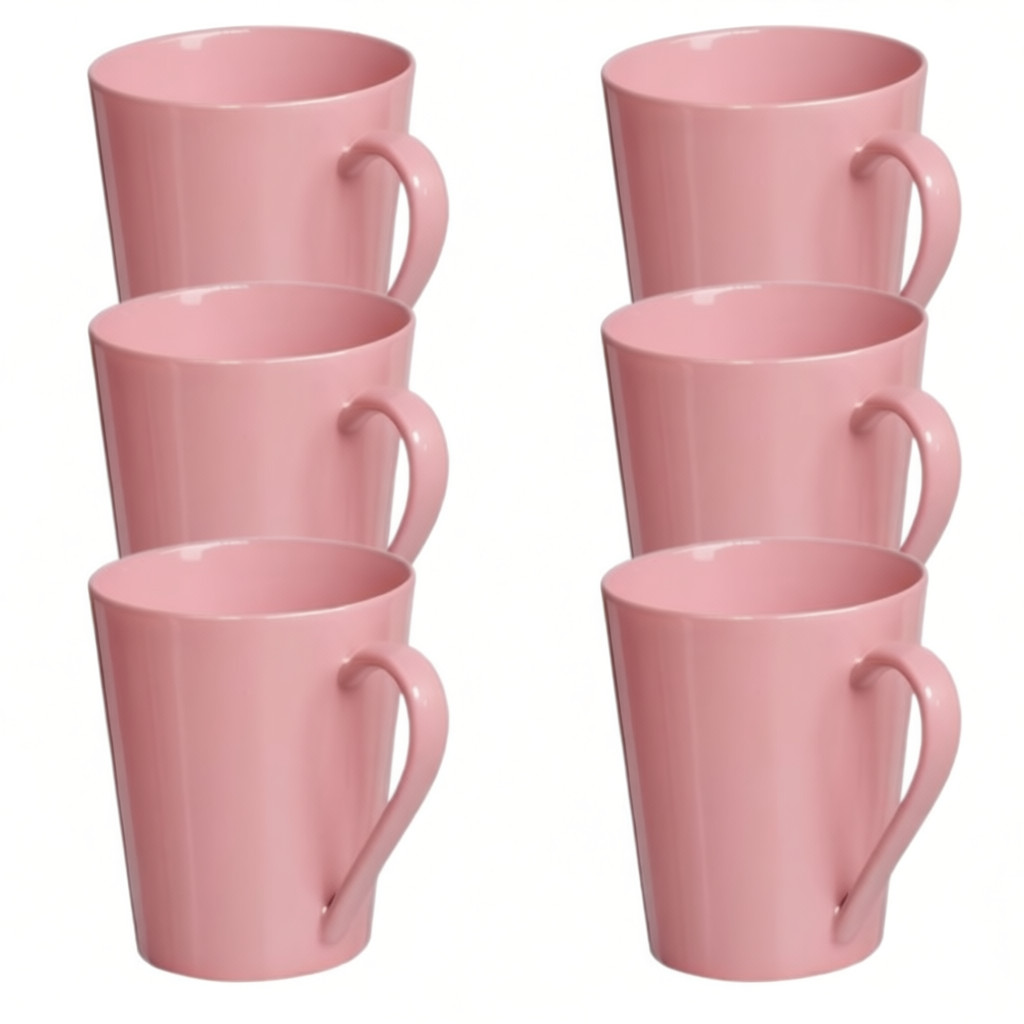 Jogo 6 Canecas Cônicas Tulipa Rosa Azul Verde Preta Branca Amarela Porcelana Cha Decoracao Mesa Cafe