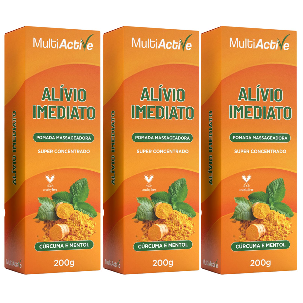 Kit 3 Pomada Alivio Imediato Massagem Extra Forte Arnica Mentol Eucalipto Copaíba Curcuma