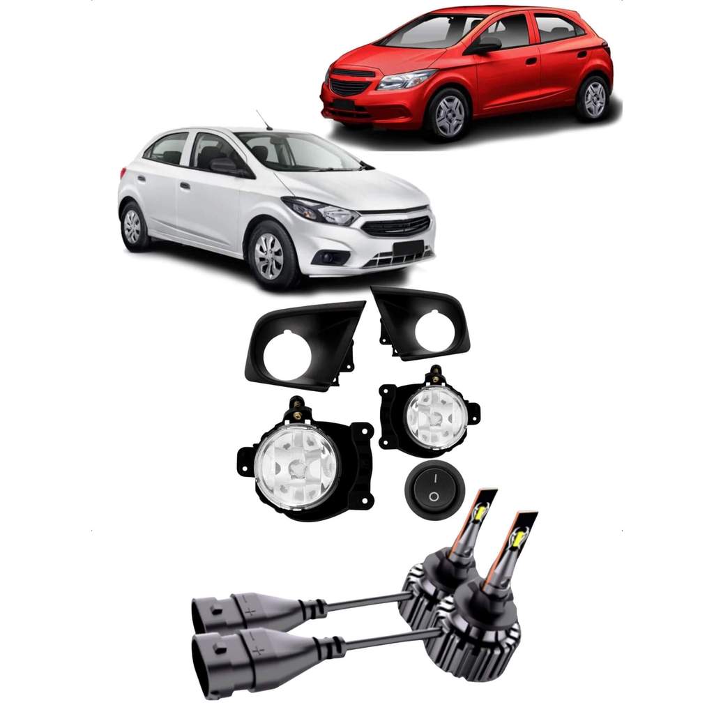 Kit Farol de Milha Onix Joy 2015 2016 + Lâmpadas Automotivas LED H27 6000K Roadstar