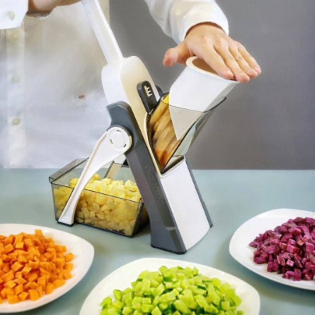 Cortador de Legumes Multifuncional Fatiador Ralador 5 Lâminas Aço Inox Profissional Mandoline