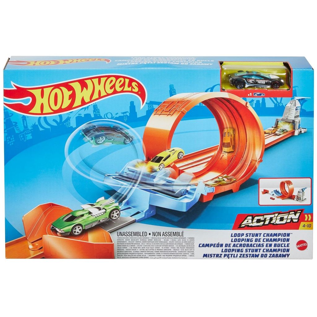 Conjunto Campeonato de Looping c/ Carrinho - Pista de Campeonato - Hot Wheels Stunt Tracks - Mattel
