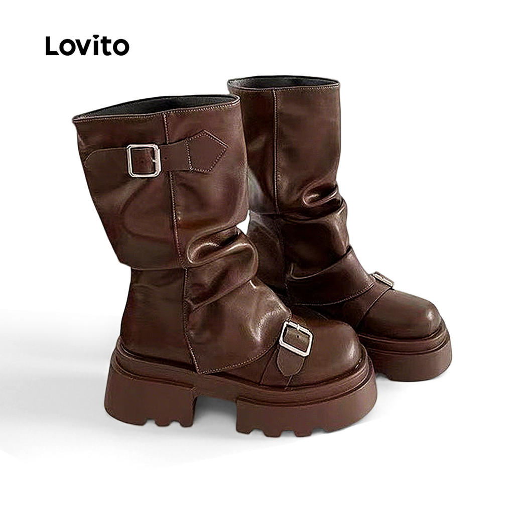 Lovito  Botas Femininas com Design casual LFA106034 em Oferta na Shopee