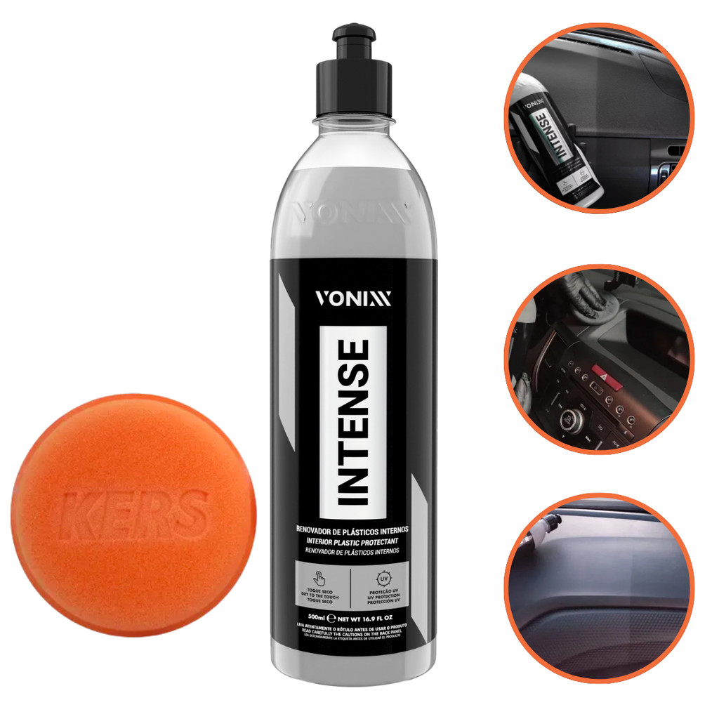Vonixx Intense Revitalizador Plastico Automotivos 500ml + Aplicador de Espuma Kers em Oferta na Shopee
