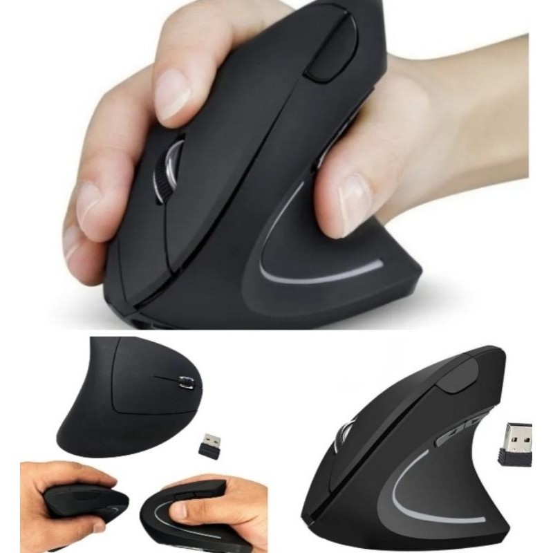 Mouse Vertical Sem Fio Ergonômico Optico Usb Silencioso Gamer
