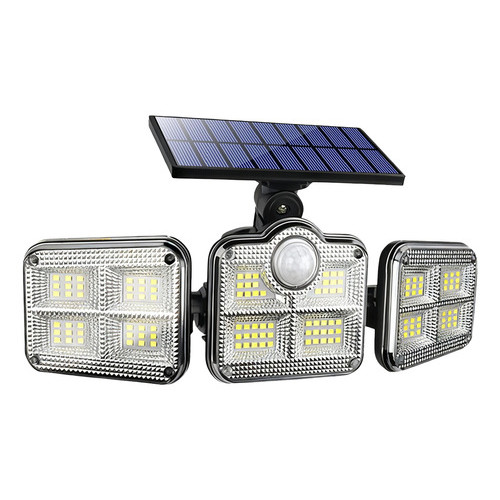 Led 3 Luminária Solar Com Sensor De Movimento Lâmpadas 122  Preto