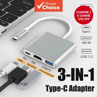 Cabo USB C Para HDMI Conversor 4K 3 Em 1 Adaptador HDTV Celular em Oferta na Shopee