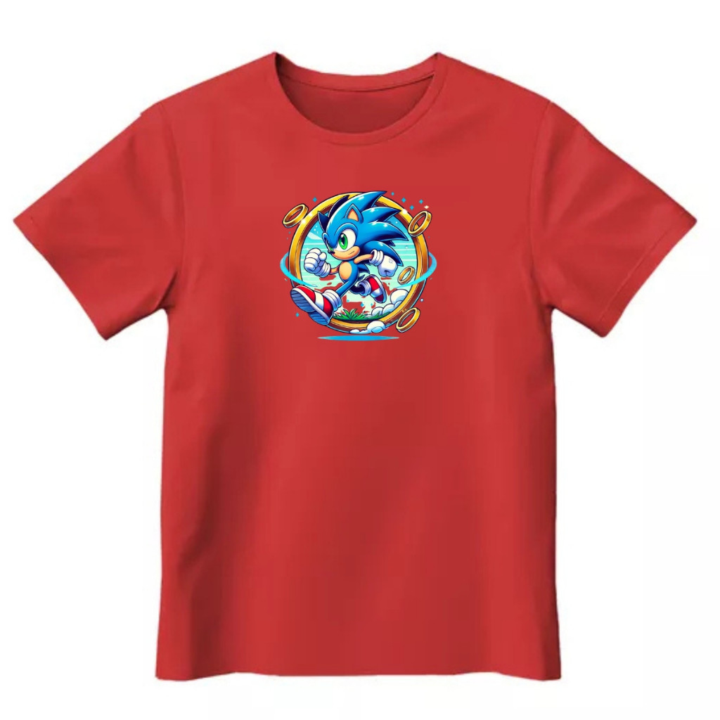 Camiseta Infantil Sonic Masculina Básica de Algodão Manga Curta Moderna