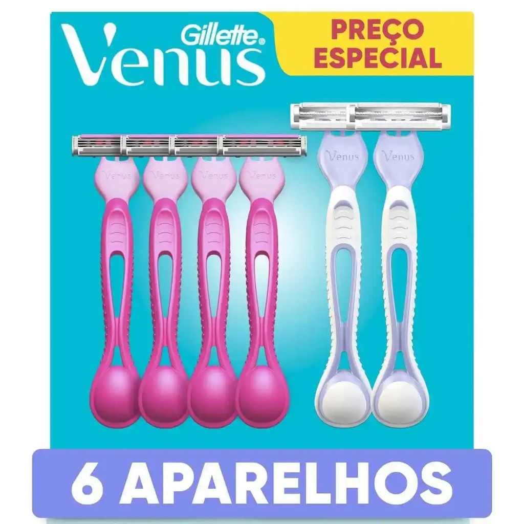 Kit 6 Aparelhos de Depilar Venus SV Sensi + Íntima – 4 Sensi + 2 Íntima Feminino