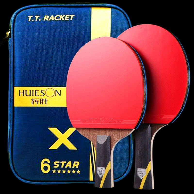Raquete de Tênis de Mesa de Fibra de Carbono Offensiva Houston 5/6 Estrelas com Bolsa Protetora CR3K