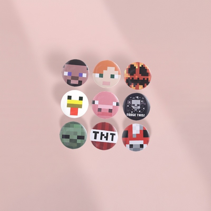 Minecraft Jogo Tema Gorillaz Botão De Lata Crachá Folha De Flandres Lapela Pino Criativo Pixel Mochila Acessórios De Rou
