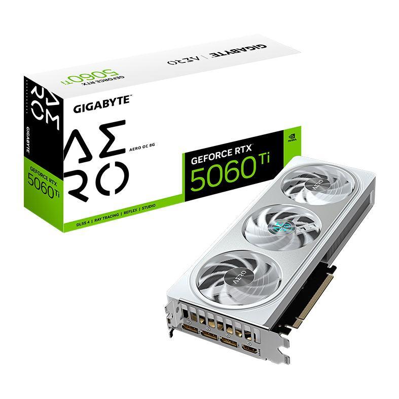 Placa de Video Gigabyte GeForce RTX 5060 Ti Aero OC, 8GB, GDDR7, 128-bit, GV-N506TAERO-OC-8GD