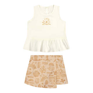 Conjunto Infantil Menina Babado Sunset Elian Bege em Oferta na Shopee