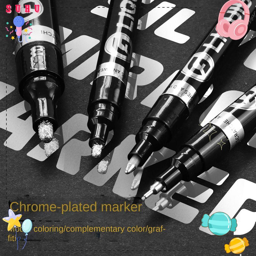 Caneta De Pintura Reflexiva SUHU , Marcadora De Espelho Cromado Graffiti 1/2/3MM , Carro Modelo Dourado E Prateado
