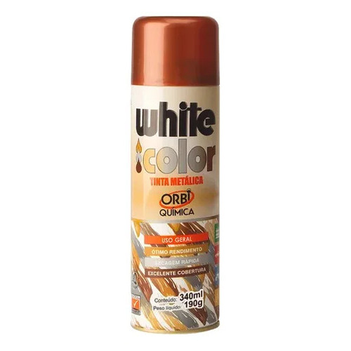 Tinta Spray Cor Bronze Metalico White Lub 340 Ml