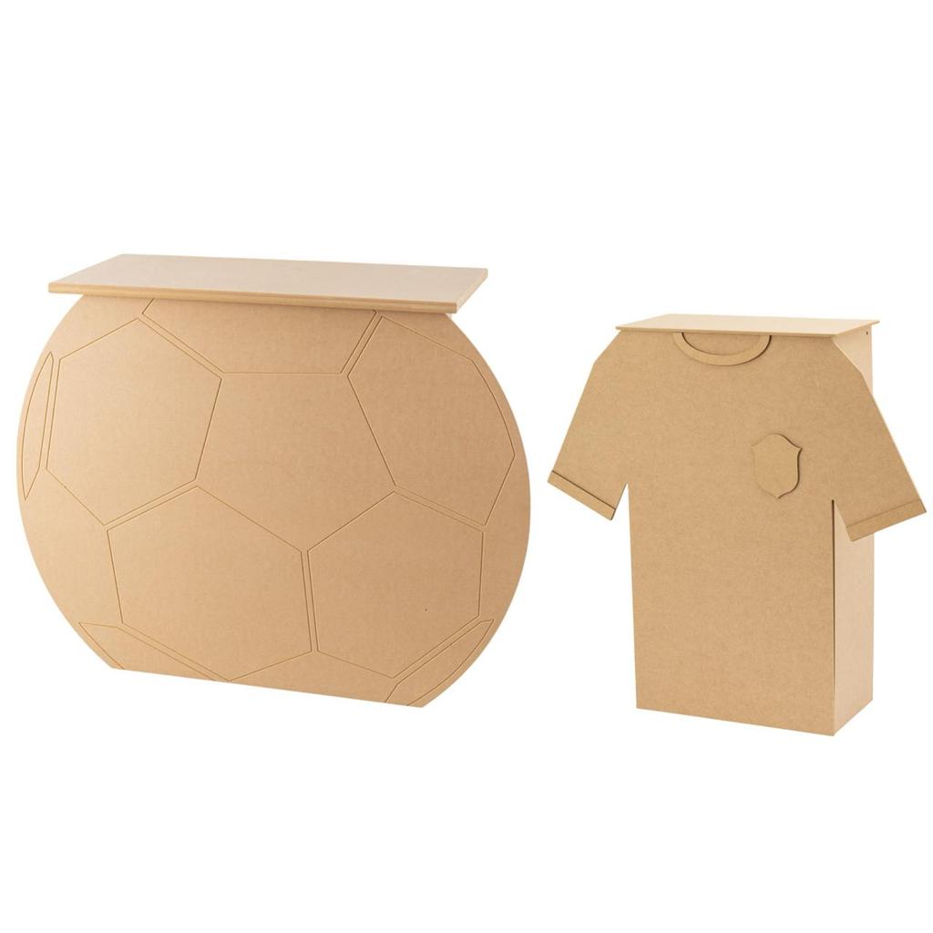 Kit Mesa Bola Futebol e Camisa Time Festa Decorativo Em Mdf Cru